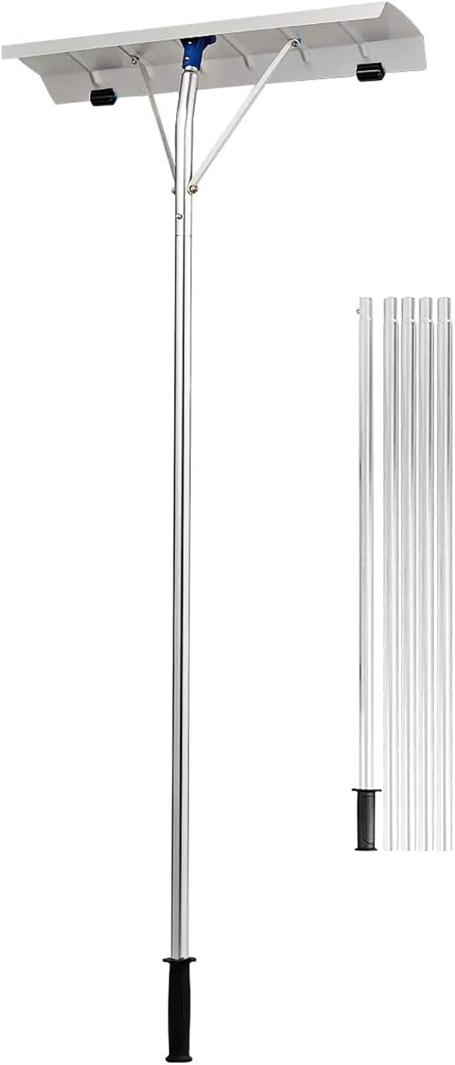 Goplus Aluminum Snow Rake, Lightweight Snow Removel Tool w/ 26 inch Width Blade, 5ft to 20ft Length Adjustable Handle (5ft to 20ft) Pack of 2