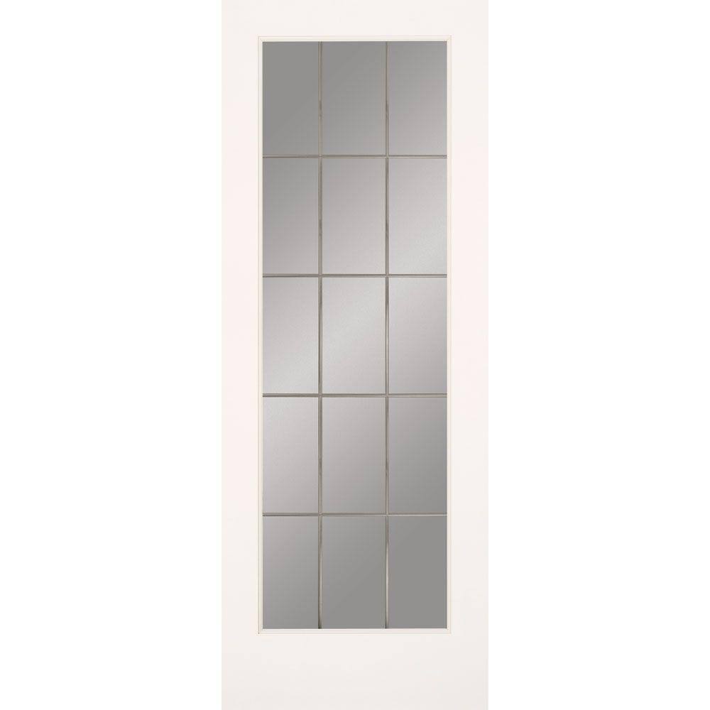 Feather River Doors 36 in. x 80 in. 15 Lite Illusions Smooth Primed MDF Interior Door Slab, Primed MDF- Ready to Paint