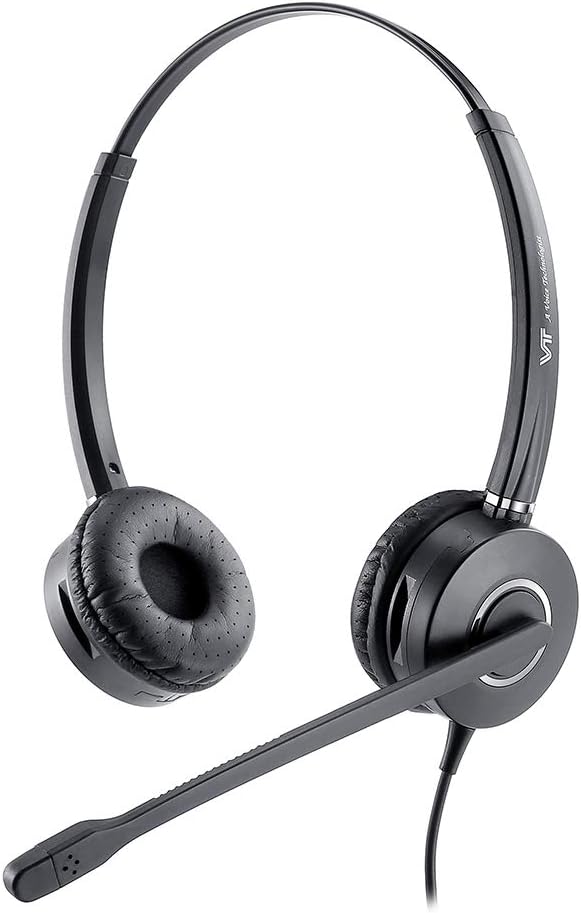 Call-Center USB-Headset with Microphone Binaural UC Computer-Headphone - Noise Cancelling Mic&Mute PC Teams Skype for Business Pack of 2