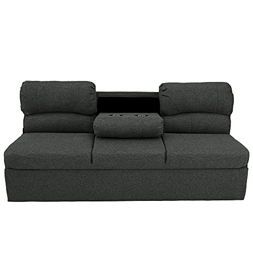 RecPro 72" RV Jackknife Sleeper Sofa with Drop-Down Console | Cloth Fabric | 2 Colors to Choose from | Furniture for RV and Camper (Fossil Cloth)
