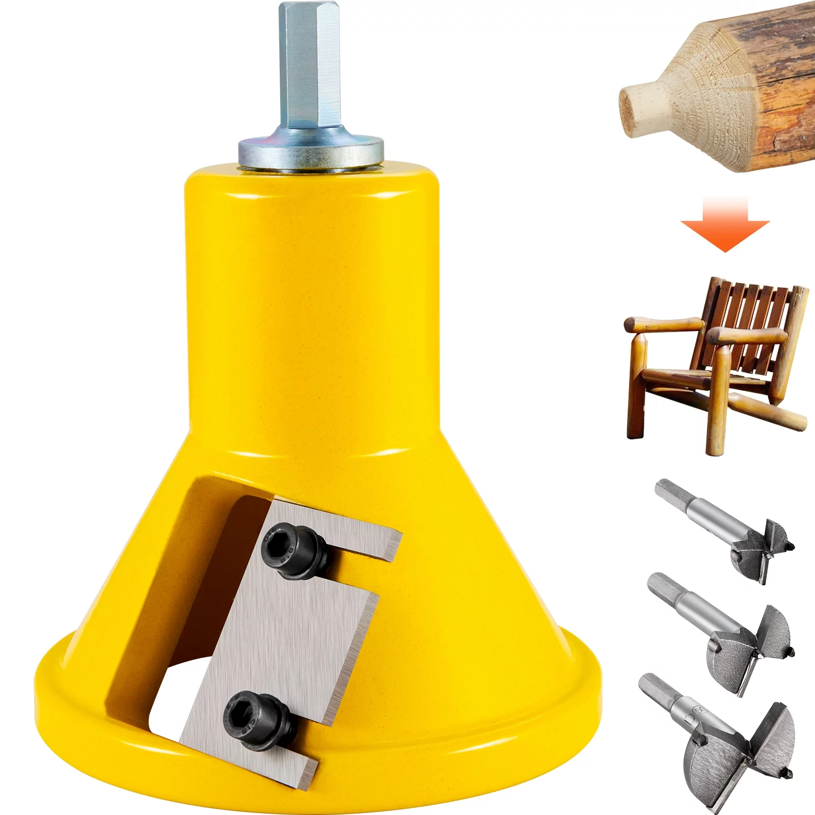 VEVOR Tenon Cutter, 1.5" / 38 mm Diameter, with Dual Straight Blades & Button Screws Home Master Kit, Premium Aluminum & Steel Log Furniture Cutter, Commercial Woodworking Tool for Home Beginner DIY