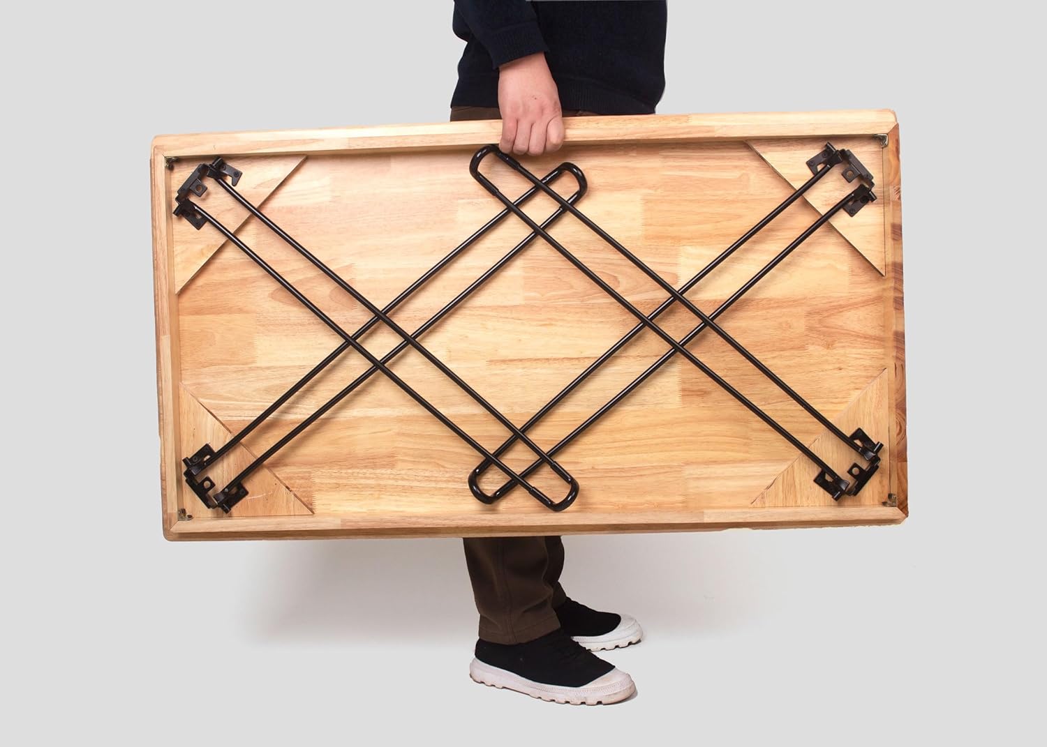 Wooden Folding Table Portable Folding Wood Desk 43in Fold-Down Workbench No Assembly Required for Home Office Writing Reading Desk Puzzle Table Small Computer Desk