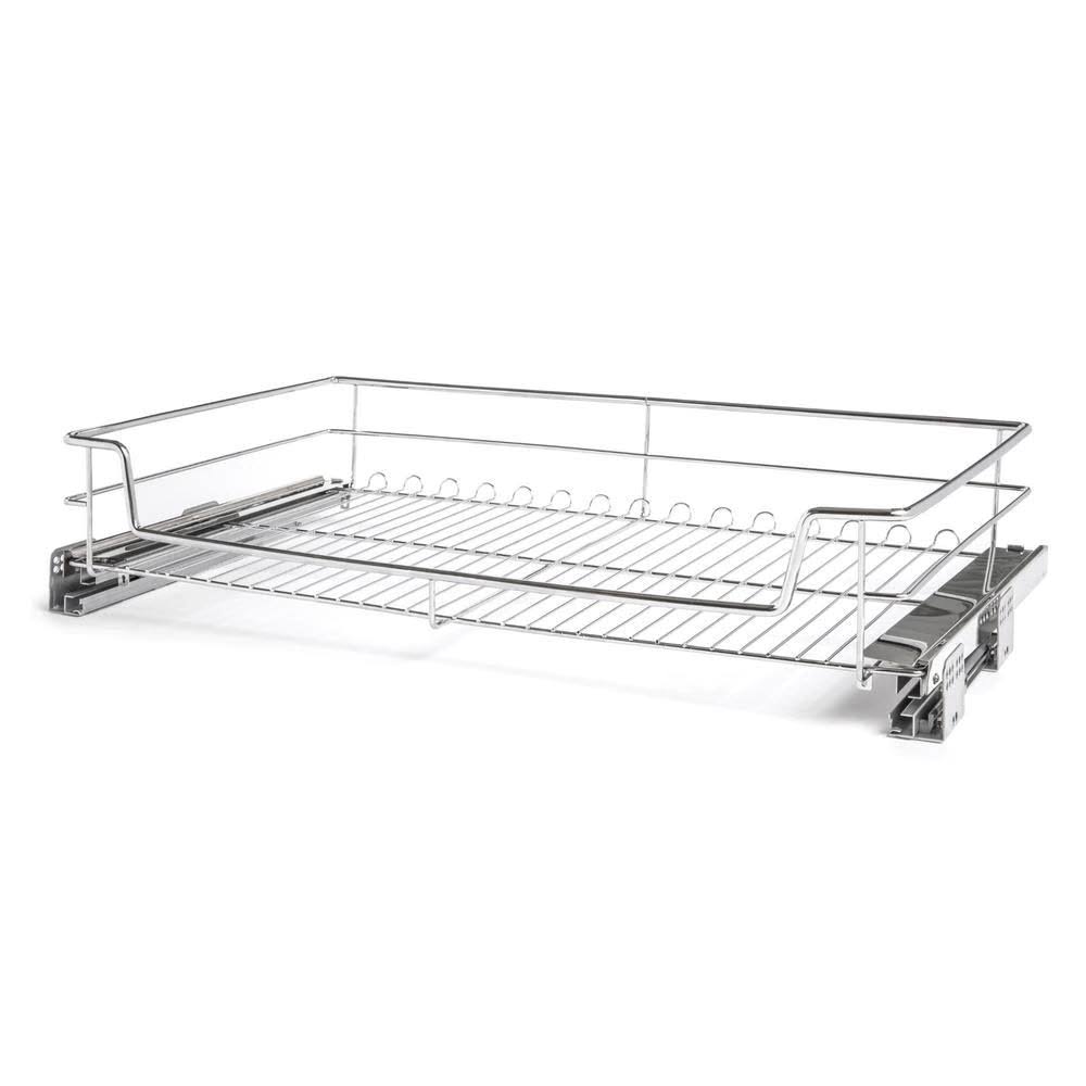 NewAge Products 36 in. Home Kitchen Chrome Steel Pull-Out Basket Organizer