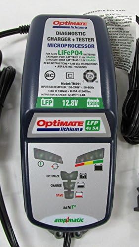 Optimate TM-291 5 Amp HIGH POWER LiFePO4 LFP 12 Volt Lithium Battery Charger Maintainer RECOVERY SYSTEM Tender - Automatic - CAPABLE OF RECOVERING LITHIUM BATTERIES