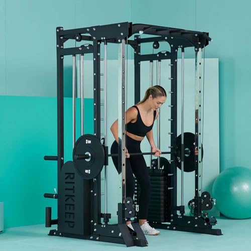 Smith Machine,RitKeep PMAX 5600 Pro,All-in-One Home Gym Equipment Featuring 2200lb Load Capacity and 320lb Weight Stack,Includes T-Bar Row,LAT Pulldown Bar,and More Attachment,for Home Gym Use