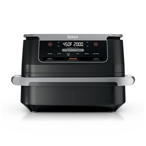 Ninja DZ201 Foodi 8 Quart 6-in-1 DualZone 2-Basket Air Fryer with 2 Independent Frying Baskets, Match Cook & Smart Finish to Roast, Broil, Dehydrate & More for Quick, Easy Meals, Grey