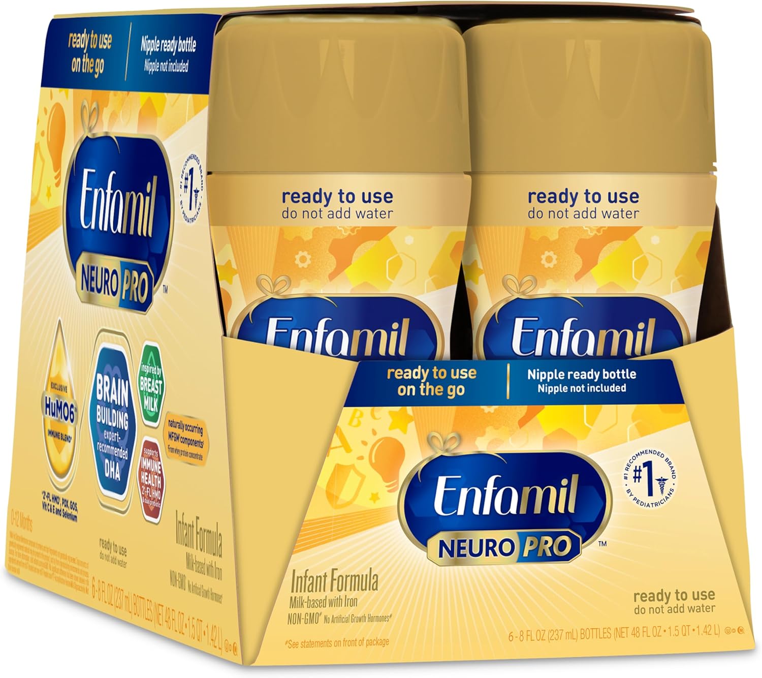 Enfamil NeuroPro Baby Formula, Triple Prebiotic Immune Blend with 2'FL HMO & Omega-3 DHA, Inspired by Breast Milk, Non-GMO, Refill Box, 36.4 Oz+Ready-to-Feed Infant Formula, Liquid, 8 Fl Oz (24 Count)