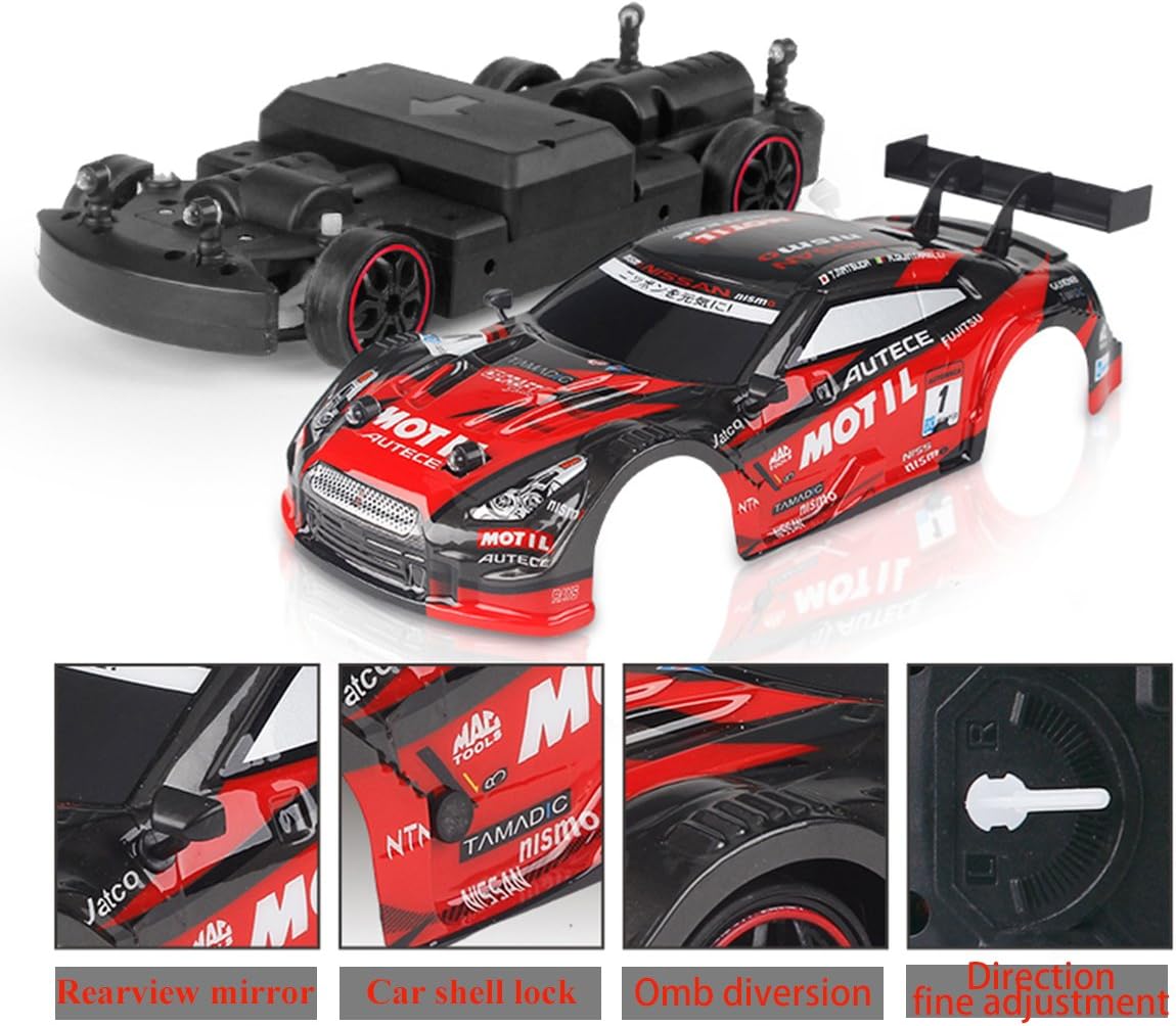 Super GT RC Sport Racing Drift Car, 1/16 Remote Control Car for Adults Kids Gifts, 4WD RTR Vehicle with 6 Battery and Drift Tires - Red