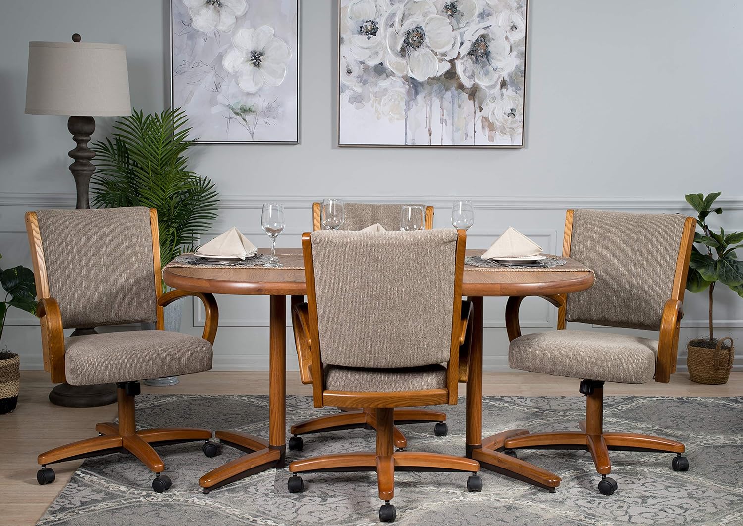 Casual Dining Cushion Swivel and Tilt Rolling Caster Chair
