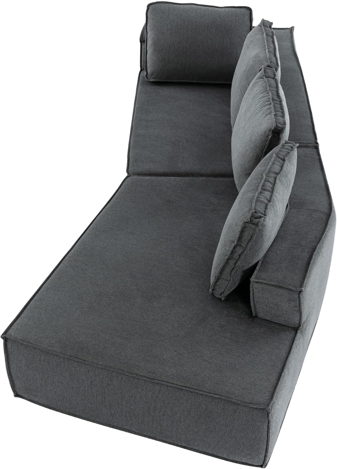 125" Stylish Chaise Lounge Modern Indoor Lounge Sofa Sleeper Sofa with Clean Lines for Living Room, Grey