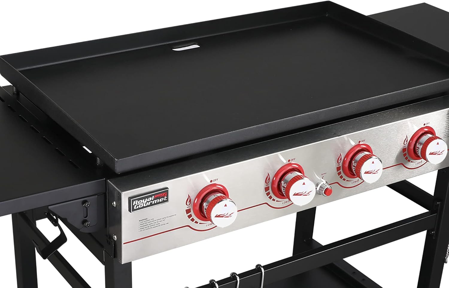 Royal Gourmet GB4000 36-inch 4-Burner Flat Top Propane Gas Grill Griddle, for BBQ, Camping, Red