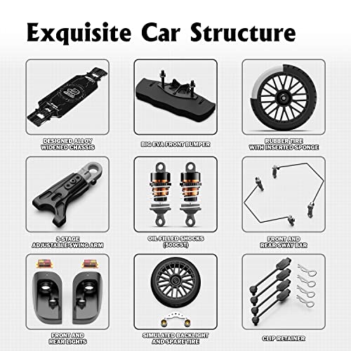 RLAARLO 1/14 Brushless Fast RC Cars for Adults, Top Speed 60+ MPH RC Truck, All Terrain Remote Control Car Hobby Off-Road Remote Control Truck 4x4 Monster Trucks with 3S Battery