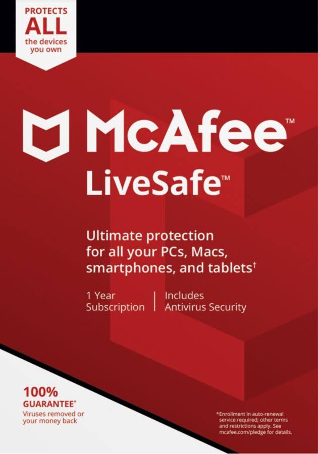 McAfee LiveSafe 2020 - Unlimited Devices 1 Year