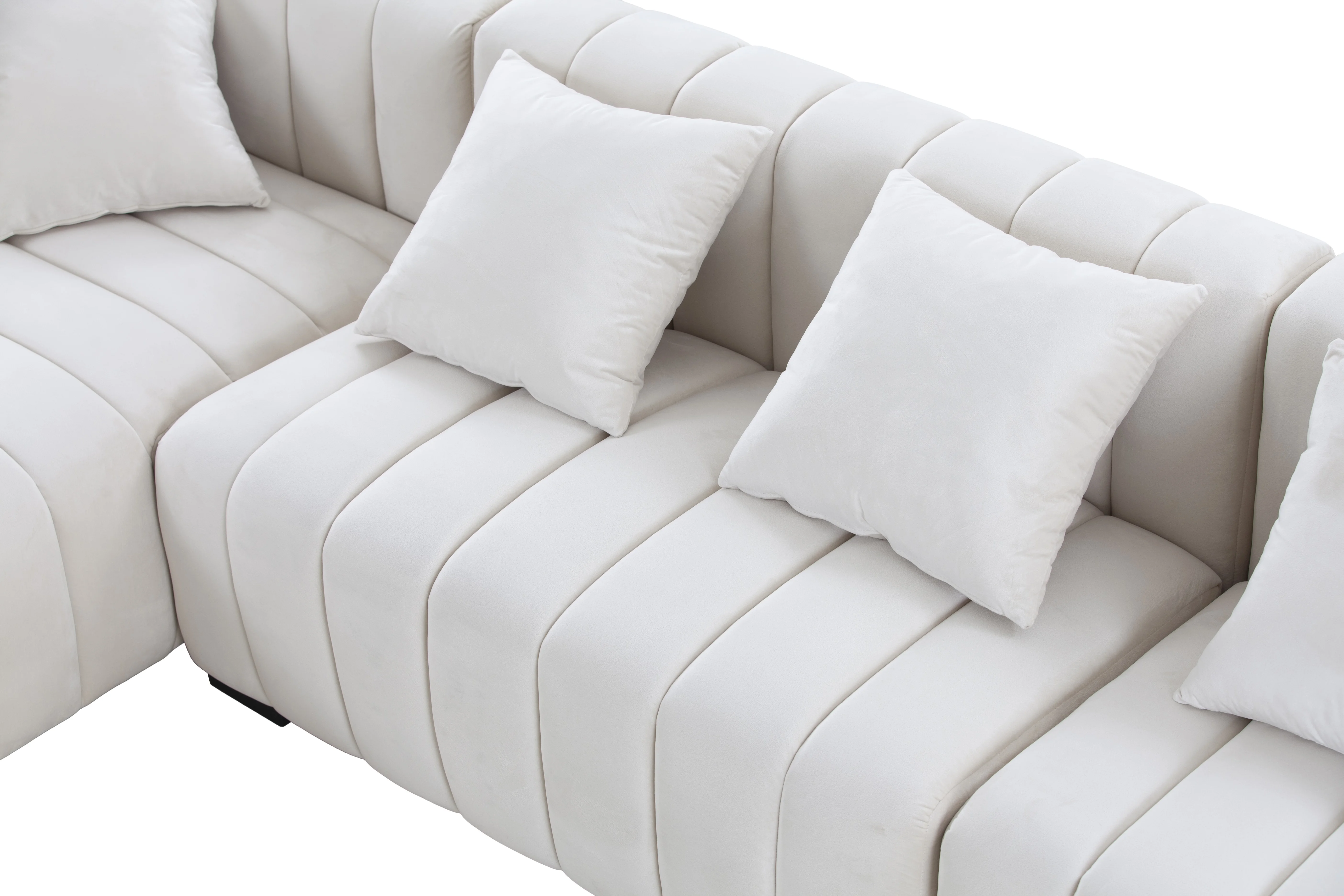 Kevinplus L-Shape Sectional Sofa with Deep Tufted Velvet Upholstered Right Chaise Modular Sofa,Sectional Sofa Couch for Living Room,Beige
