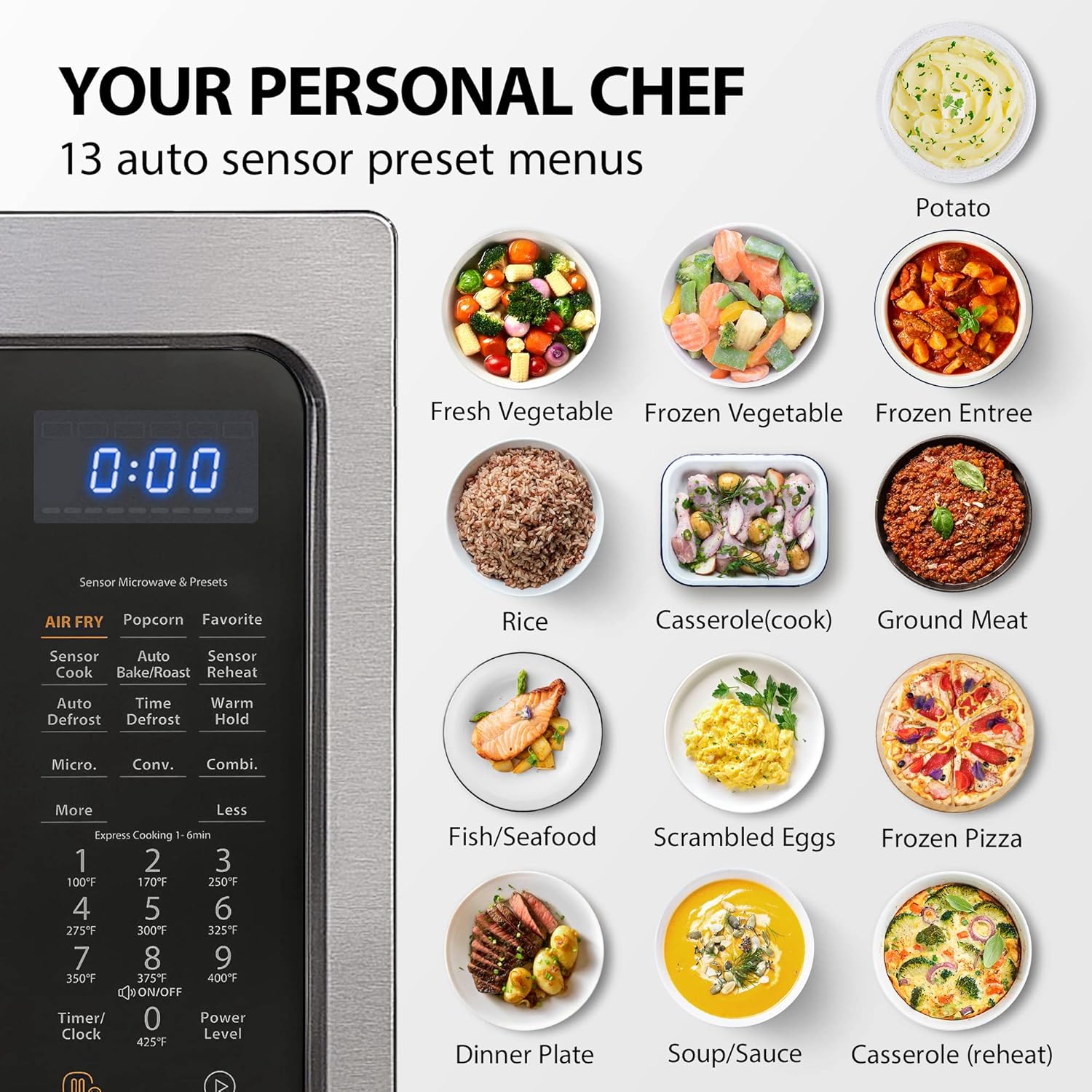 TOSHIBA 4-in-1 ML-EC42P(BS) Countertop Microwave Oven, Smart Sensor, Convection, Air Fryer Combo, Mute Function, Position Memory 13.6" Turntable, 1.5 Cu Ft, 1000W, Black