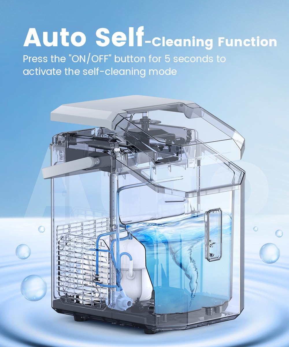 COWSAR Ice Maker, Nugget Ice Maker Machine, Portable Ice Machine with Self-Cleaning, 34Lbs/Day, Ice Makers Countertop with Handle, Ice Scoop and Basket for Home Office Party