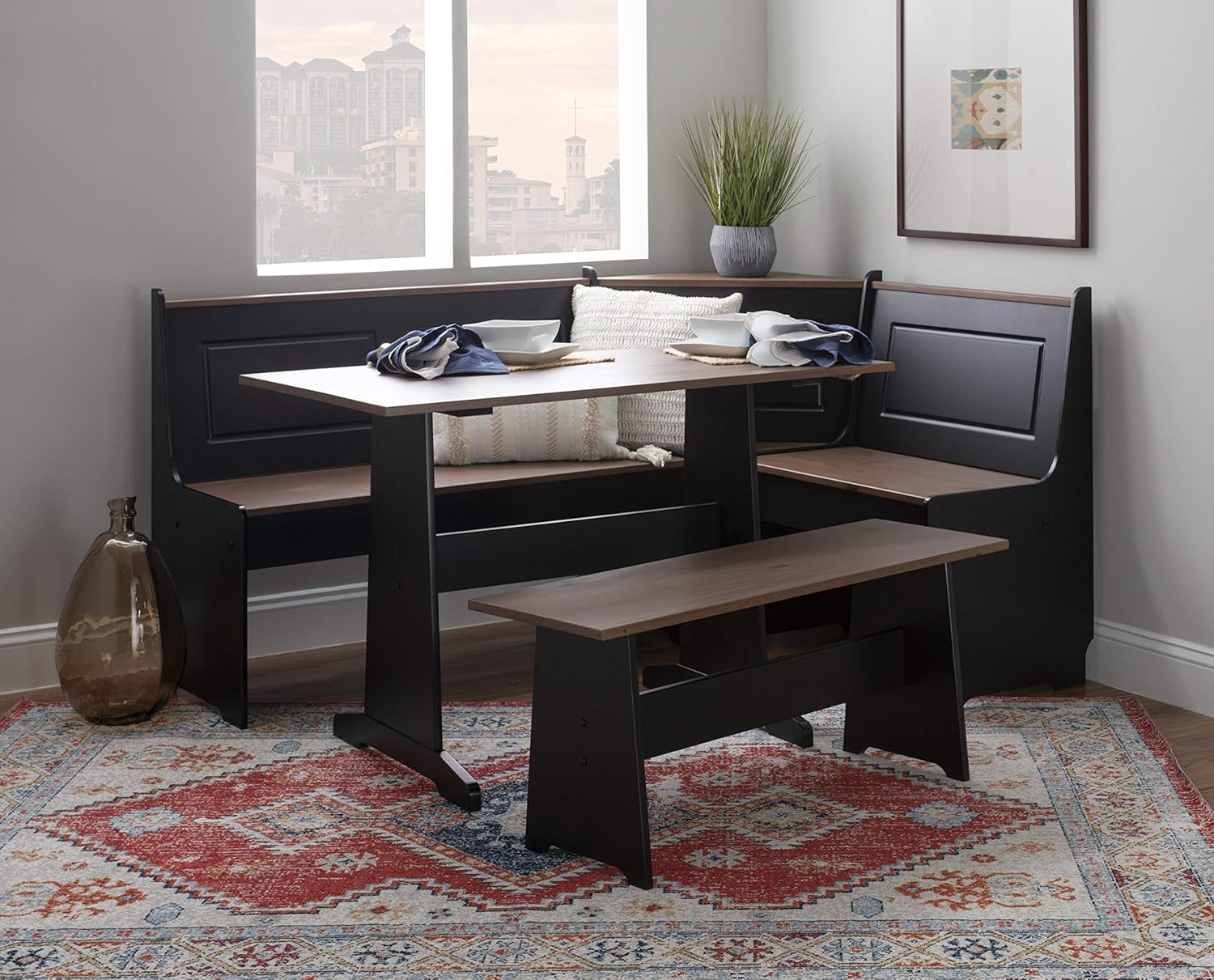 Linon Black and Pecan Breakfast Dining Set Ardmore Nook