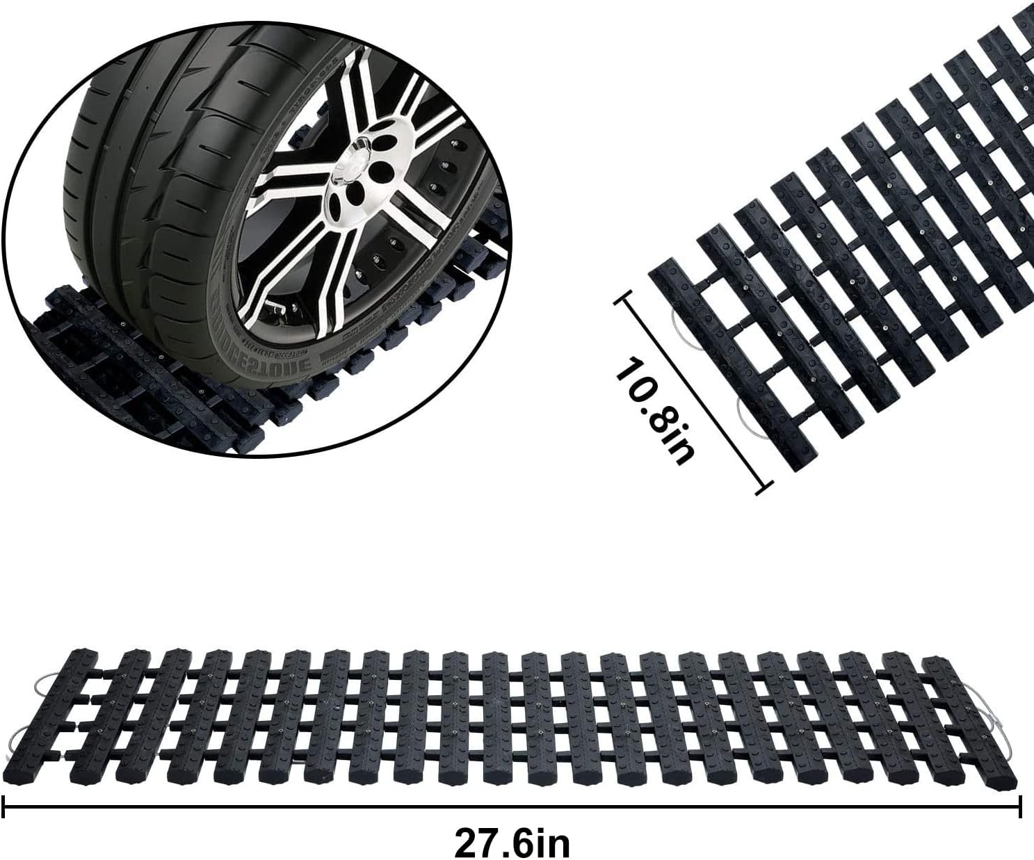 Emergency Devices 2 pcs Tire Traction Mats 39.3 (L) x 10.8 (W) , Portable for Snow, Ice, Mud, and Sand Used to Car, Truck, Van or Fleet Vehicle(2PCS* 39in)