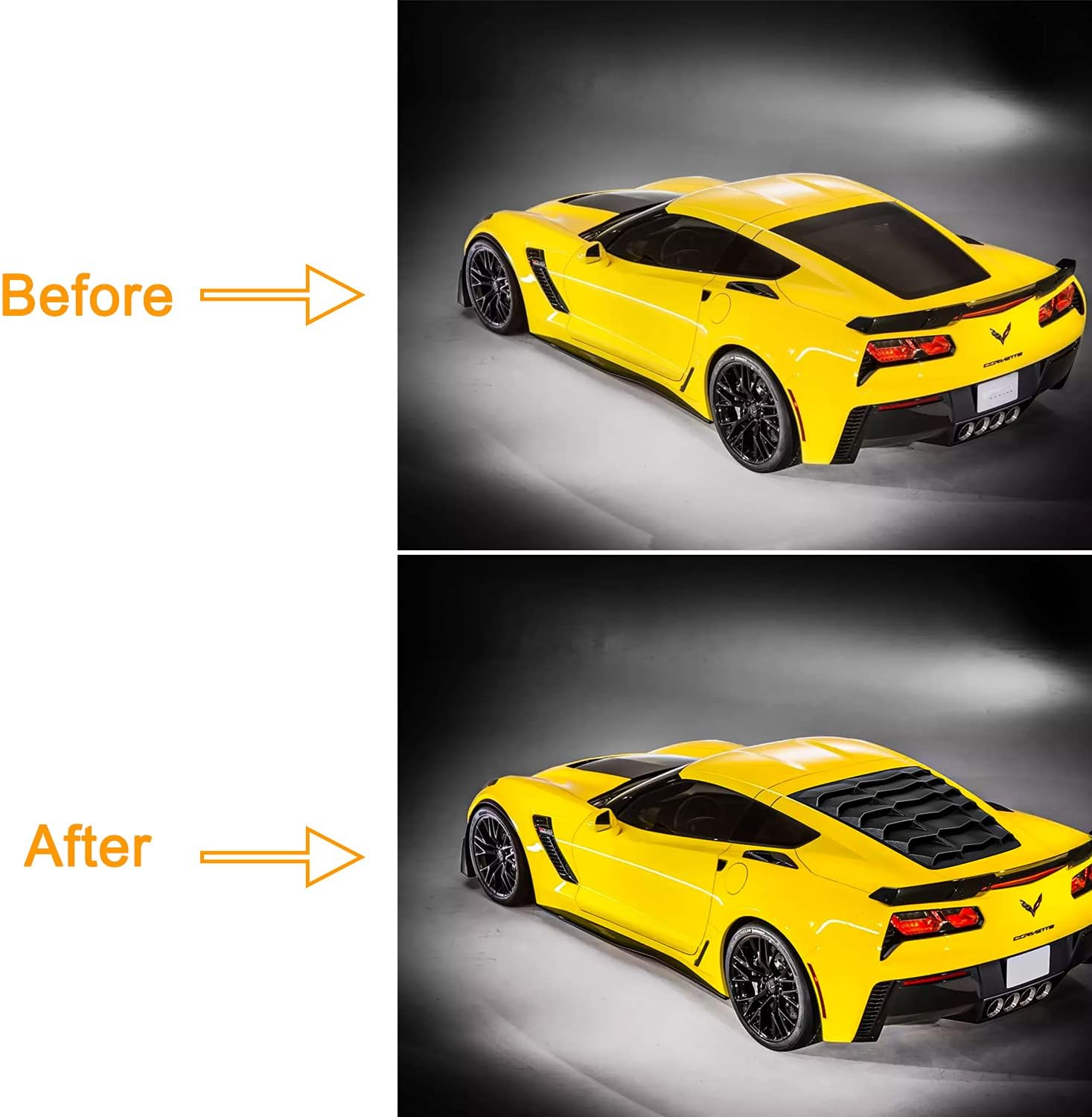 C7 Rear Window Louver Windshield Sunshade Cover for 2014-2019 C7 Corvette Stingray Grand Sport Z51 Z06 ZR1 in GT Lambo Style ABS (Matte Black)