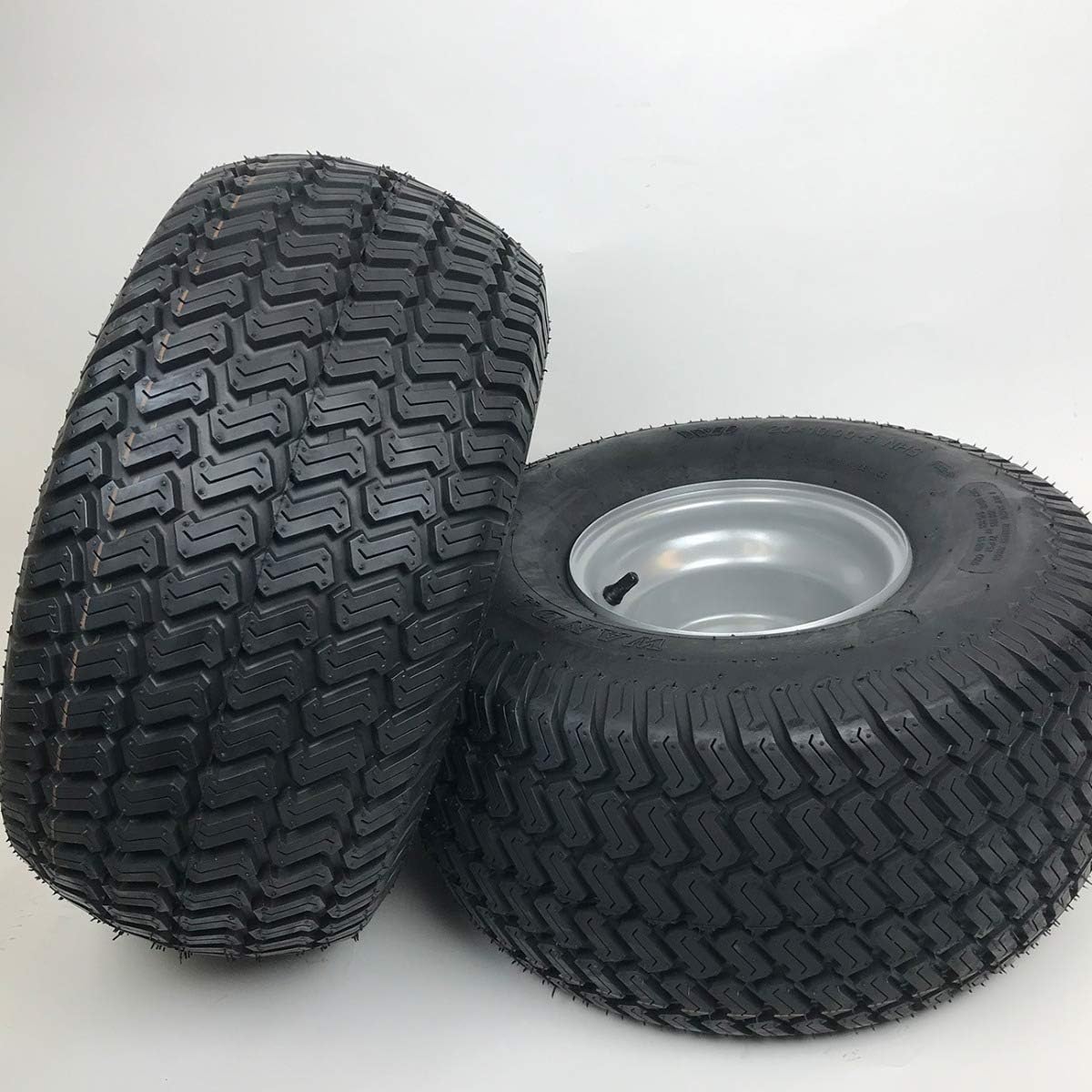 Hoosier Wheel Set of 2 - Silver 20x10.00-8 Lawn Mower Tire and Rim