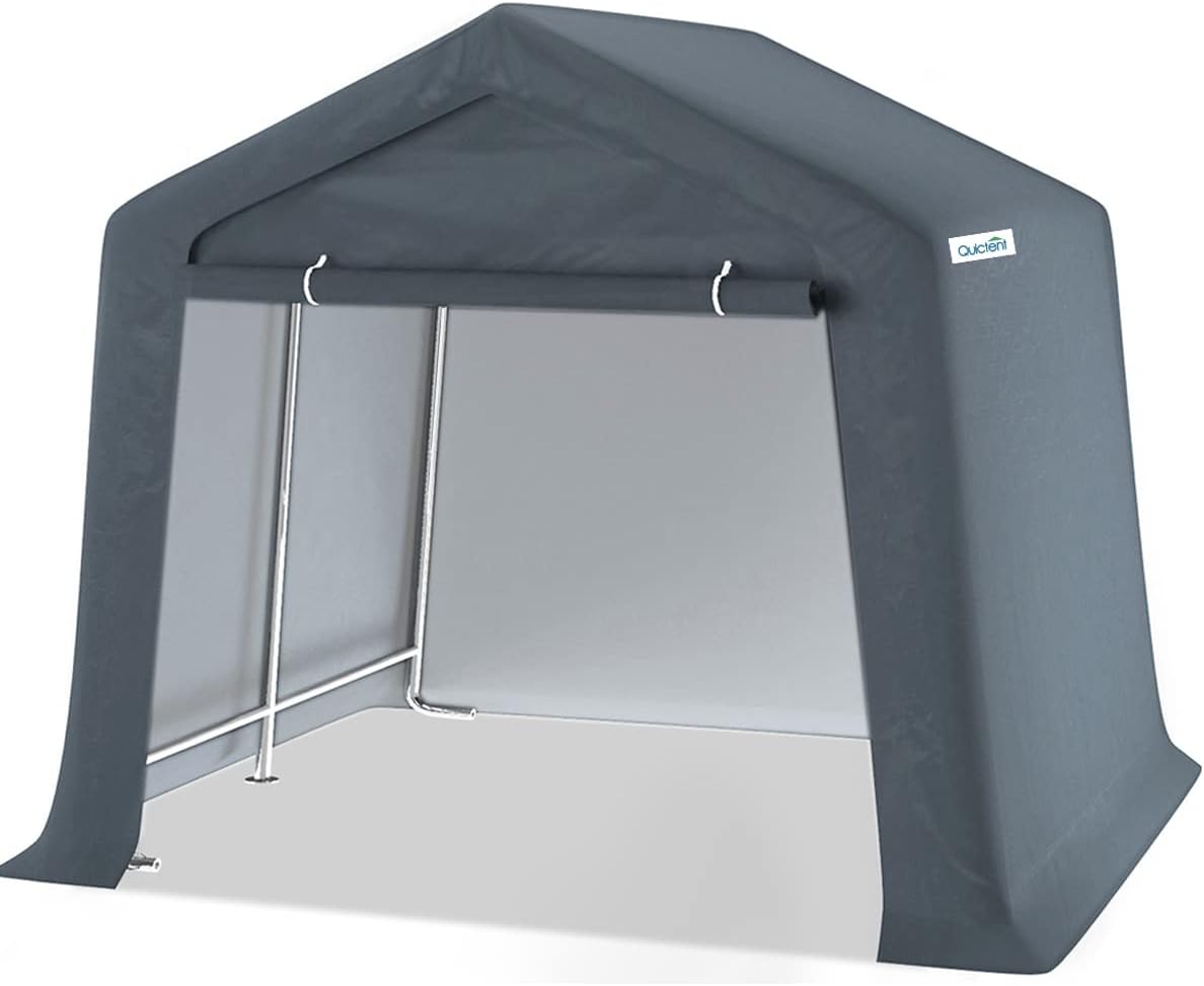 Quictent 7' x 12' Storage Shelter Storage Shed Heavy Duty Carport Outdoor Car Canopy-Grey