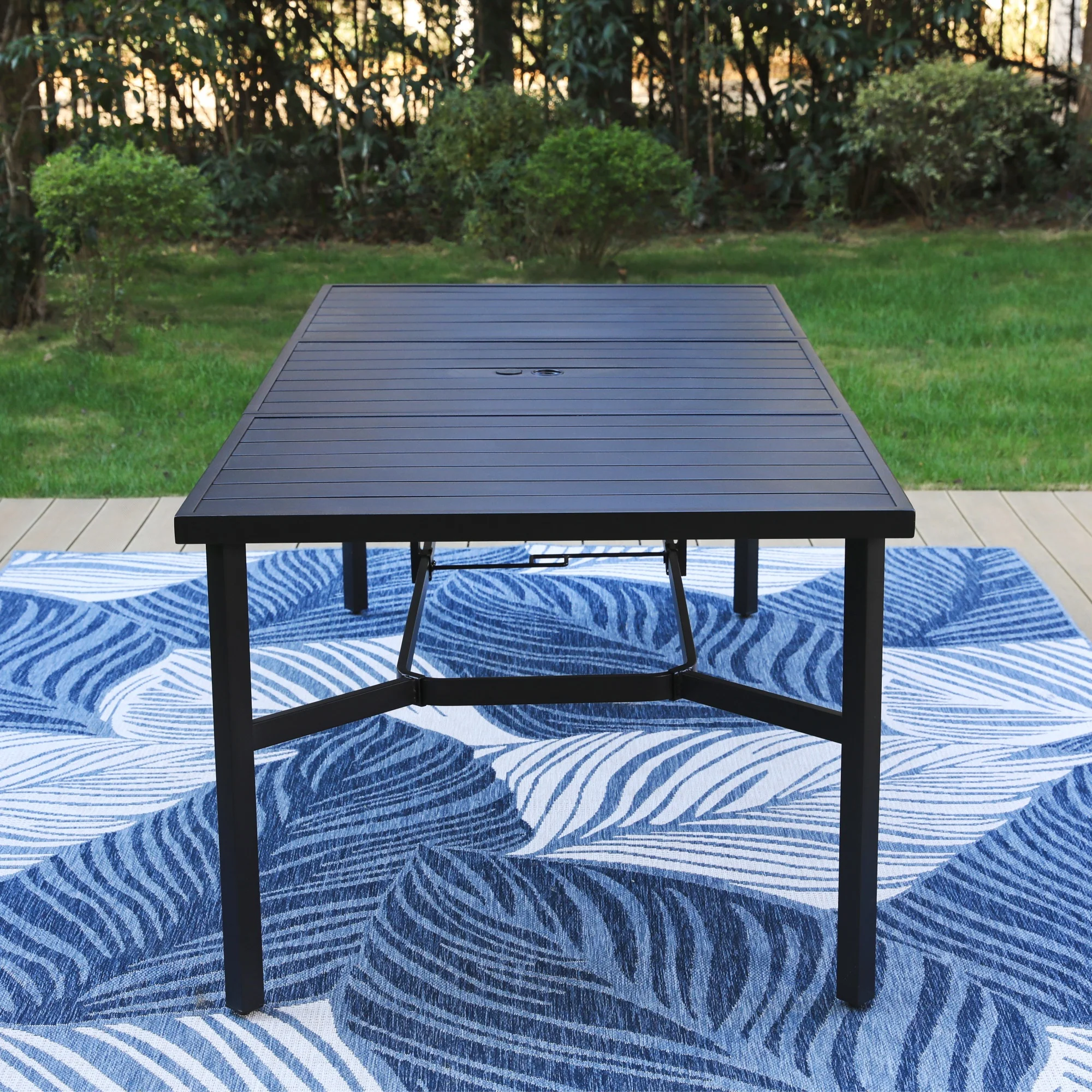 MF Studio 9-Piece Outdoor Dining Set with High-Back Sling Chairs & Large Table for 8-Person, Black & Gray