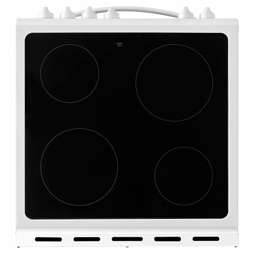 iio 24 inch Electric Stove iER-244SS, Oven Range with Triple Lined Door Glass, 4 Top Burners, Convection Fan, Deep Broiler, Digital Timer Clock, 5 Cook Functions