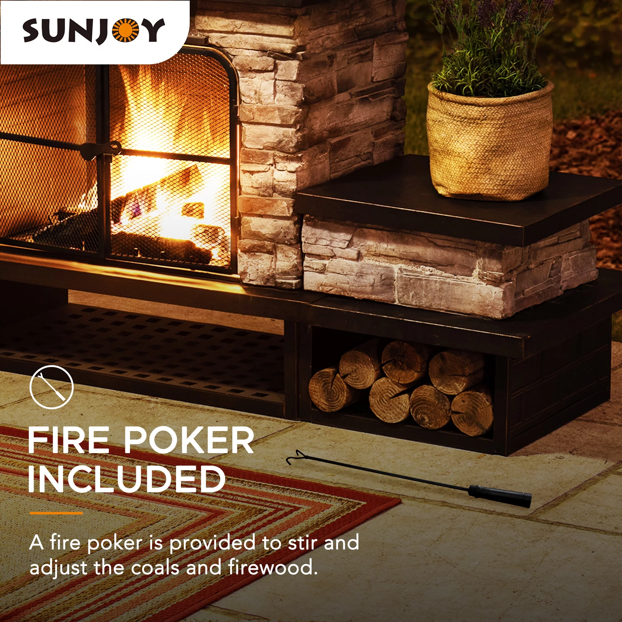 Sunjoy Emilio Wood Burning Fireplace - Copper