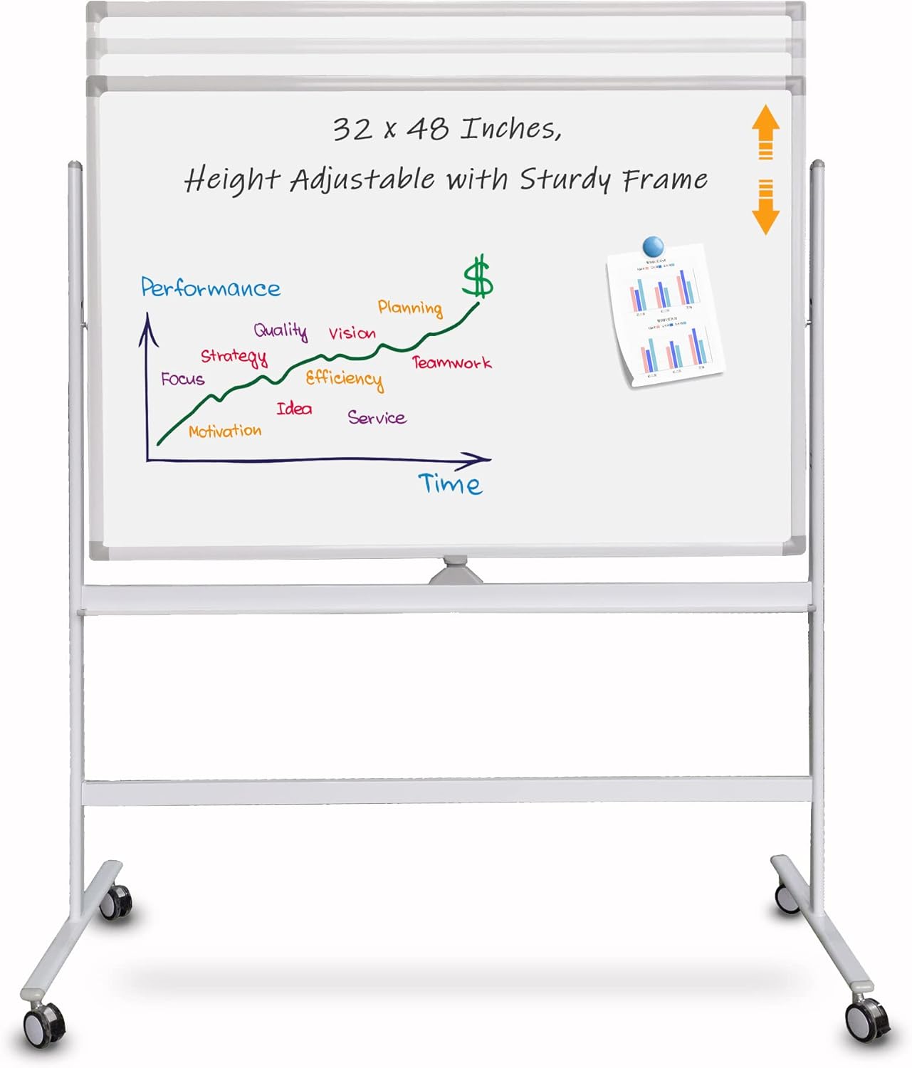 Easel-Style Dry Erase Boards Mobile 36 x 71 Inches Double Sided Whiteboard with Aluminum White Frame Pizarra Blanca Magnetica M��vil