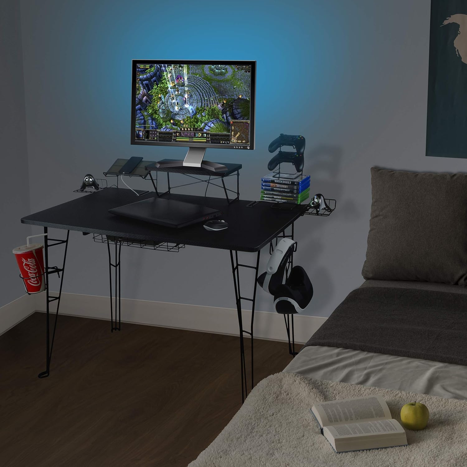 Atlantic Original Gaming Desk - integrated monitor stand, speaker stands, cable management and more PN 33935701