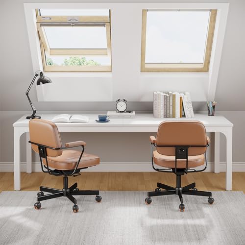 Tribesigns 2-Person Home Office Desk, 78.7" Extra Long Computer Desk, Double Workstation for Home Office, Work Desk for Two People (Light Walnut)