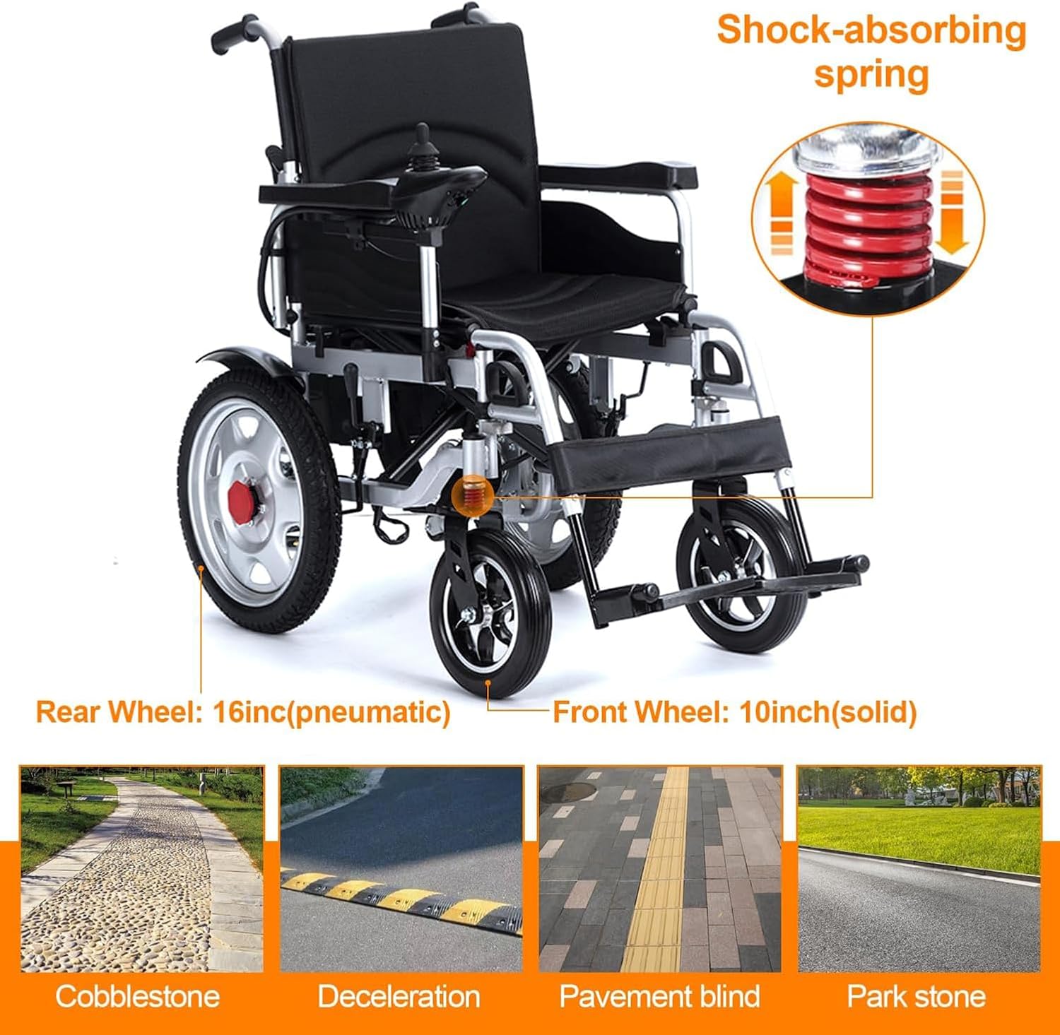 Foldable Electric Wheelchair for Adults,Lightweight Motorized Wheelchair Portable,15 Miles Long Range All Terrain Power Wheelchair,Compact Portable Airline Approved Silla de Ruedas Electrica