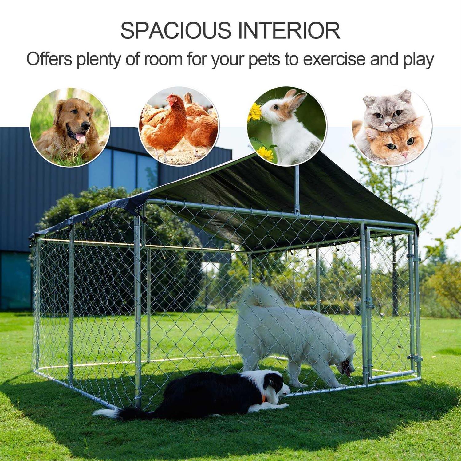 Petony Outdoor Dog Kennel Dog Cage Dog Playpen Dog Fence Chicken Coop Hen House Heavy Duty Pet Playpen with Large Galvanized Chain Link with UV - Pet Supplies online store