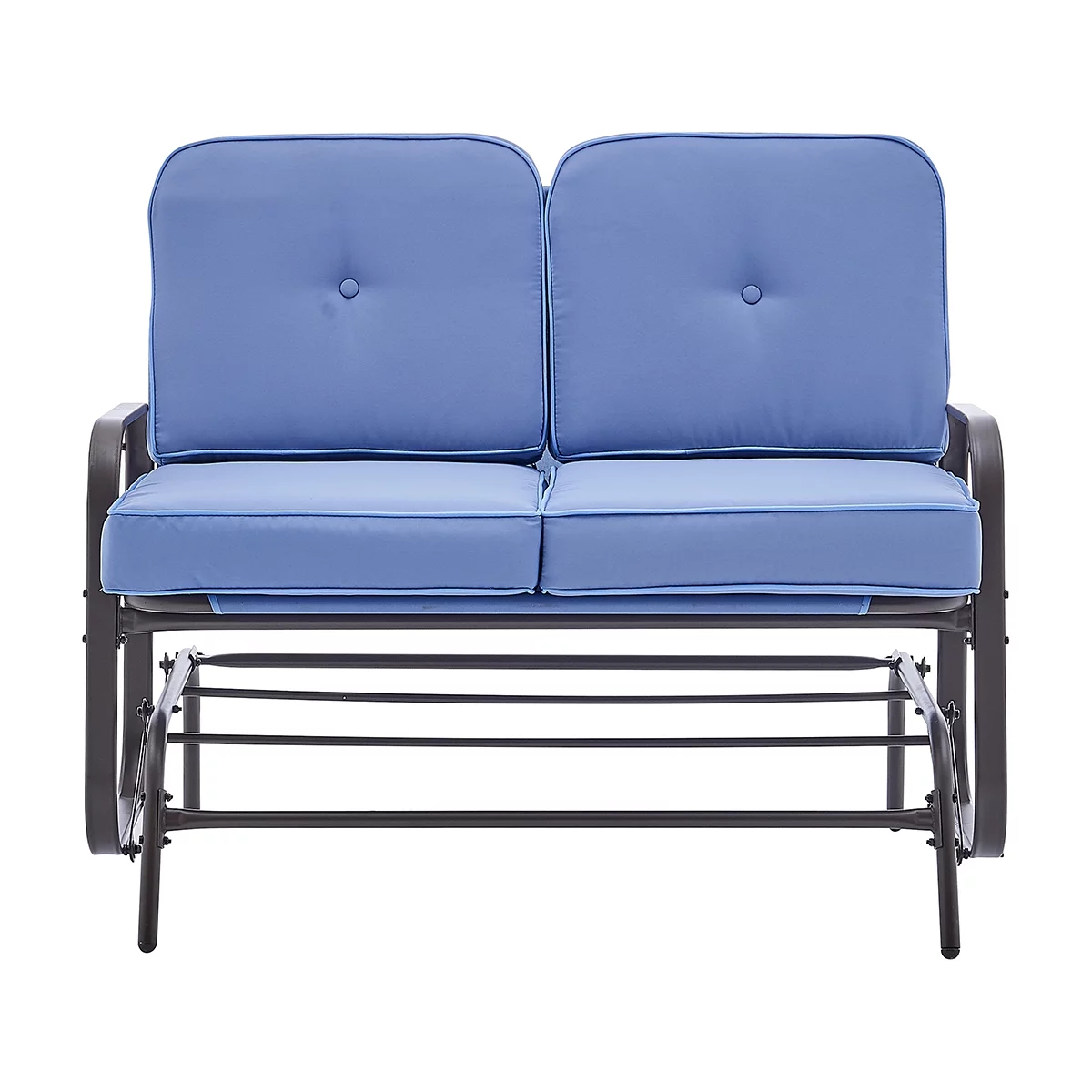 Outdoor 2-Person Glider Patio Rocking Bench Loveseat with Cushioned Seat, Blue
