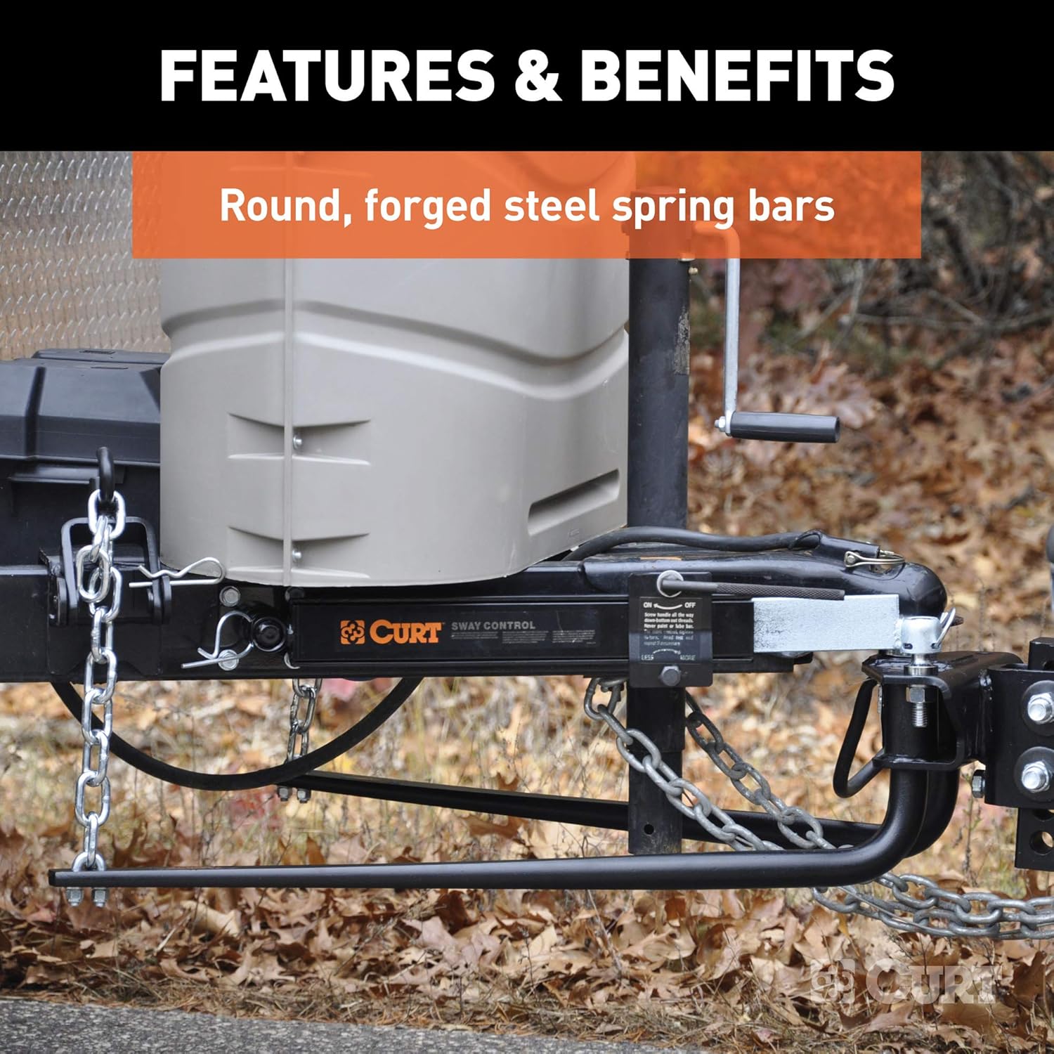 CURT 17022 Round Bar Weight Distribution Hitch with Sway Control, Up to 10K, 2-in Shank, 2-5/16-Inch Ball