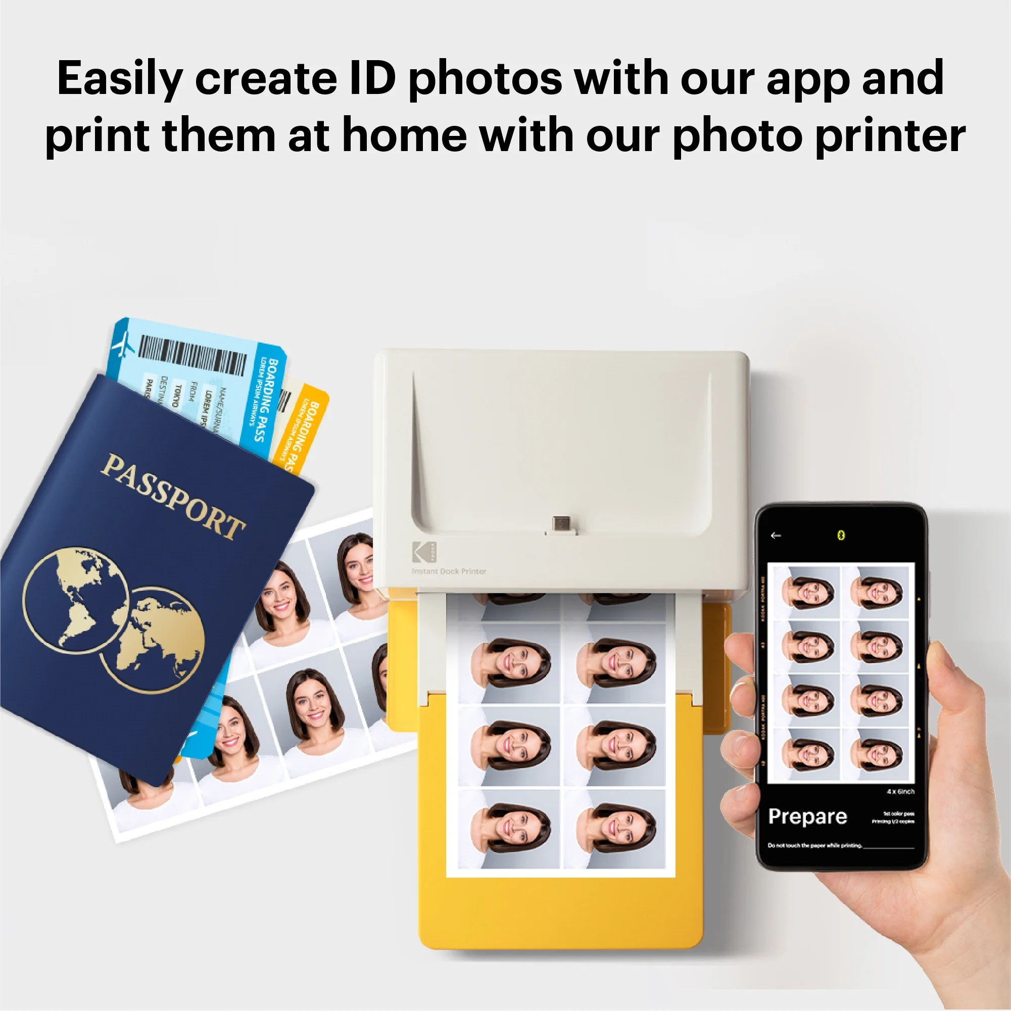 KODAK Dock Plus 4PASS Instant Photo Printer (4x6 inches) + 10 Sheets