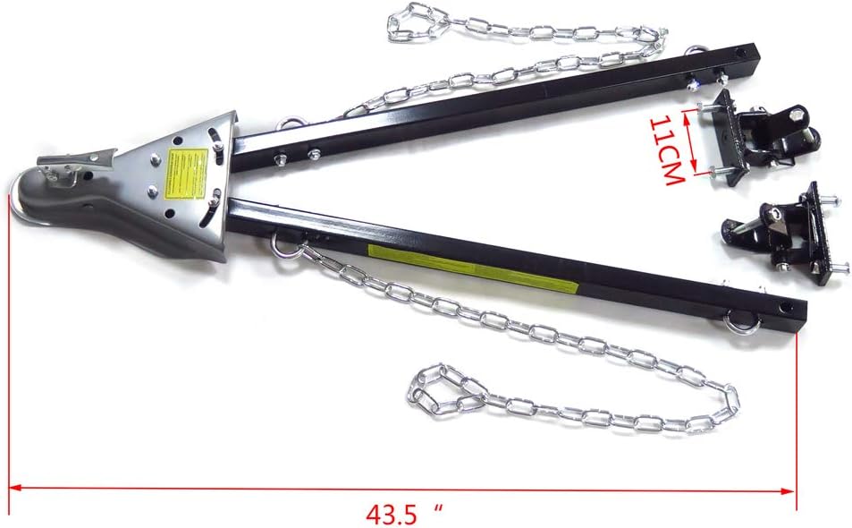 HTTMT- US-FF801-BK- Adjustable Tow Towing Bar Bumper Mount 5000lb w/Chains RV Car Truck Jeep System