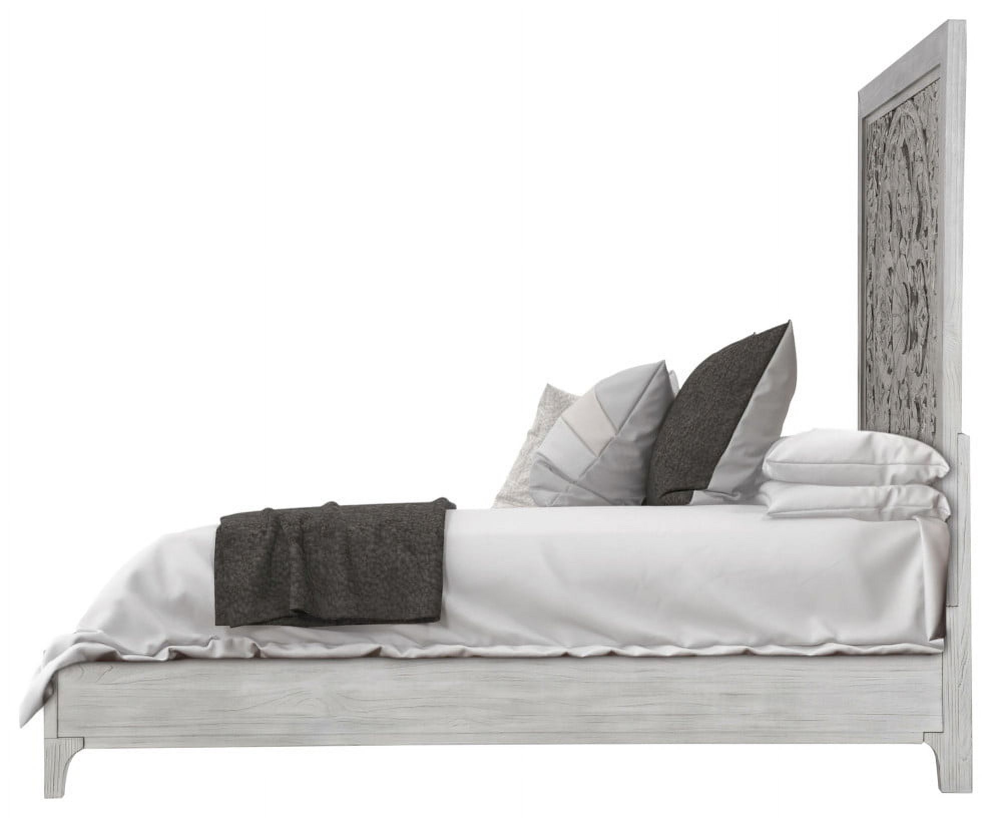 Modus Furniture Boho Chic Carved Platform Bed in Washed White