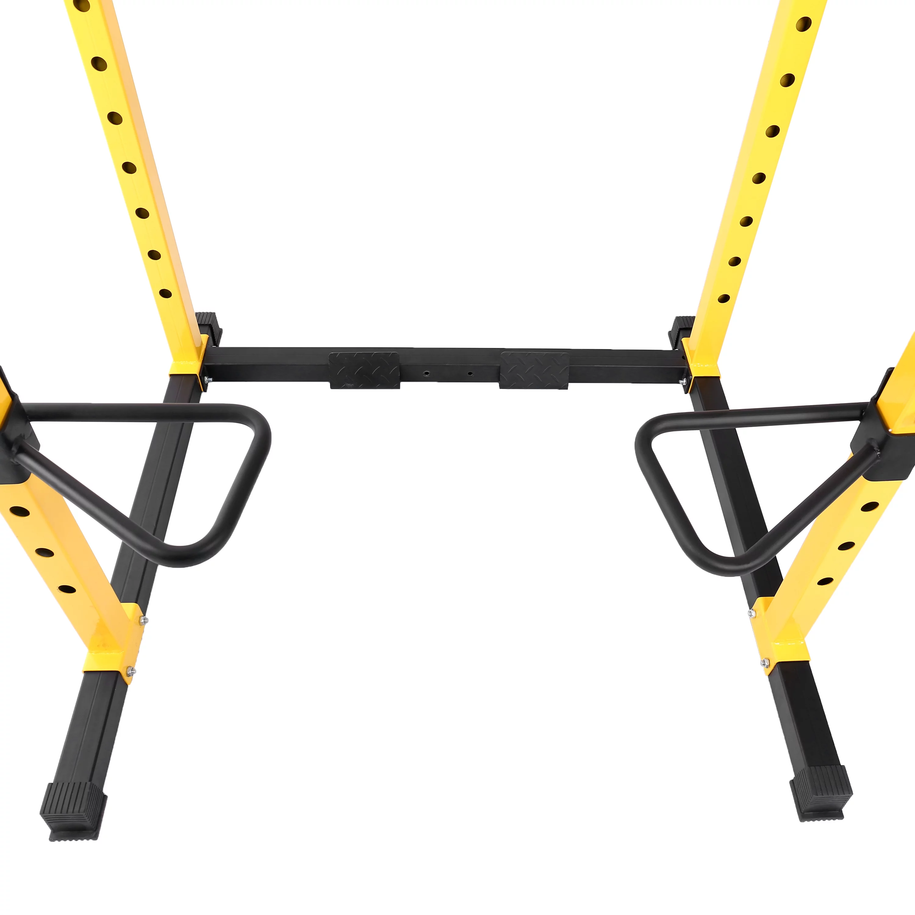 HulkFit Multi-Function Adjustable Power Cage with J-Hooks, Safety Bars or Safety Straps, Power Cage Only, Yellow