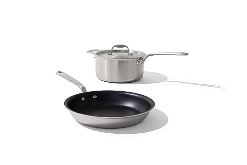 Made In Cookware - 7 Piece Non Stick Pot and Pan Set (Graphite) - 5 Ply Stainless Clad - Includes Stock Pot, Saute Pan, Saucepan, and Frying Pan - Professional Cookware - Crafted in Italy