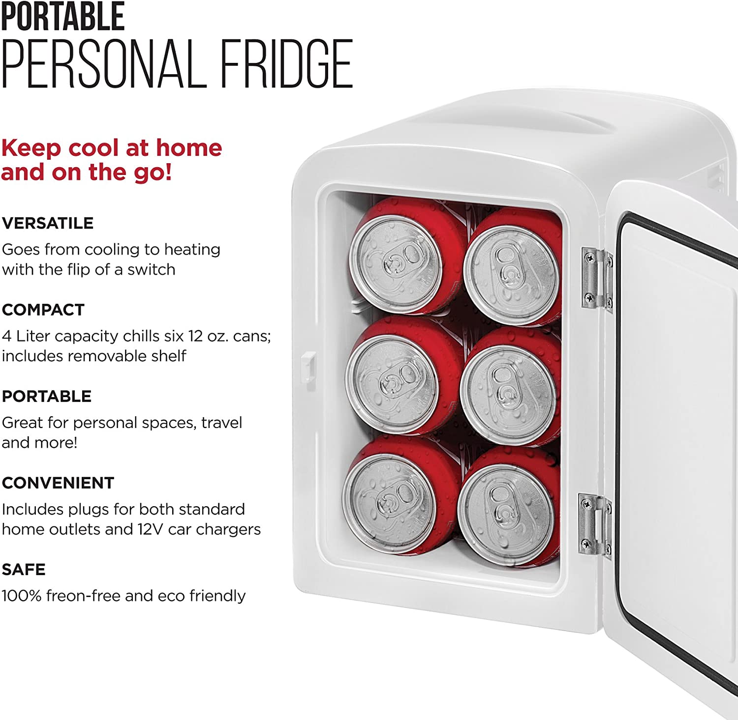 Chefman White 4L Portable Mini Fridge with Warming Function
