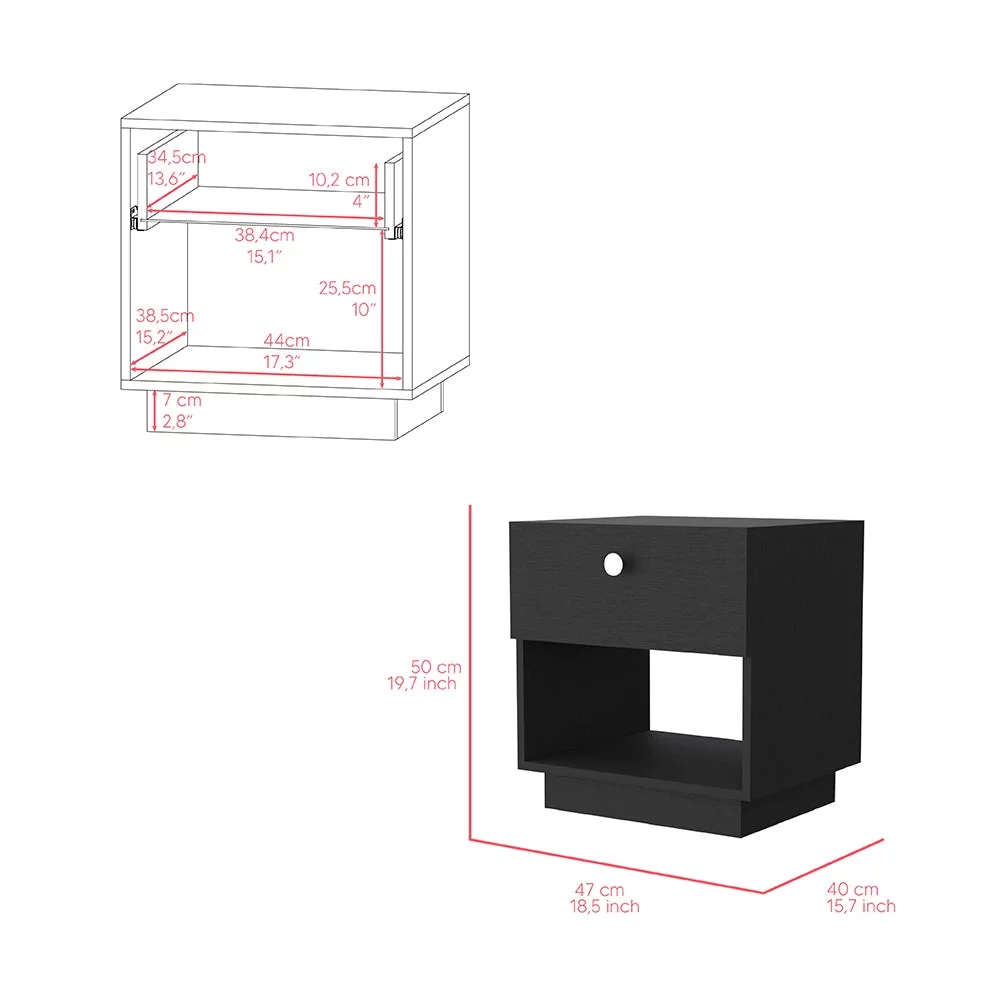 We Have Furniture Peyton 2 Piece Bedroom Set, Armoire + Nightstand, Black Wengue Finish