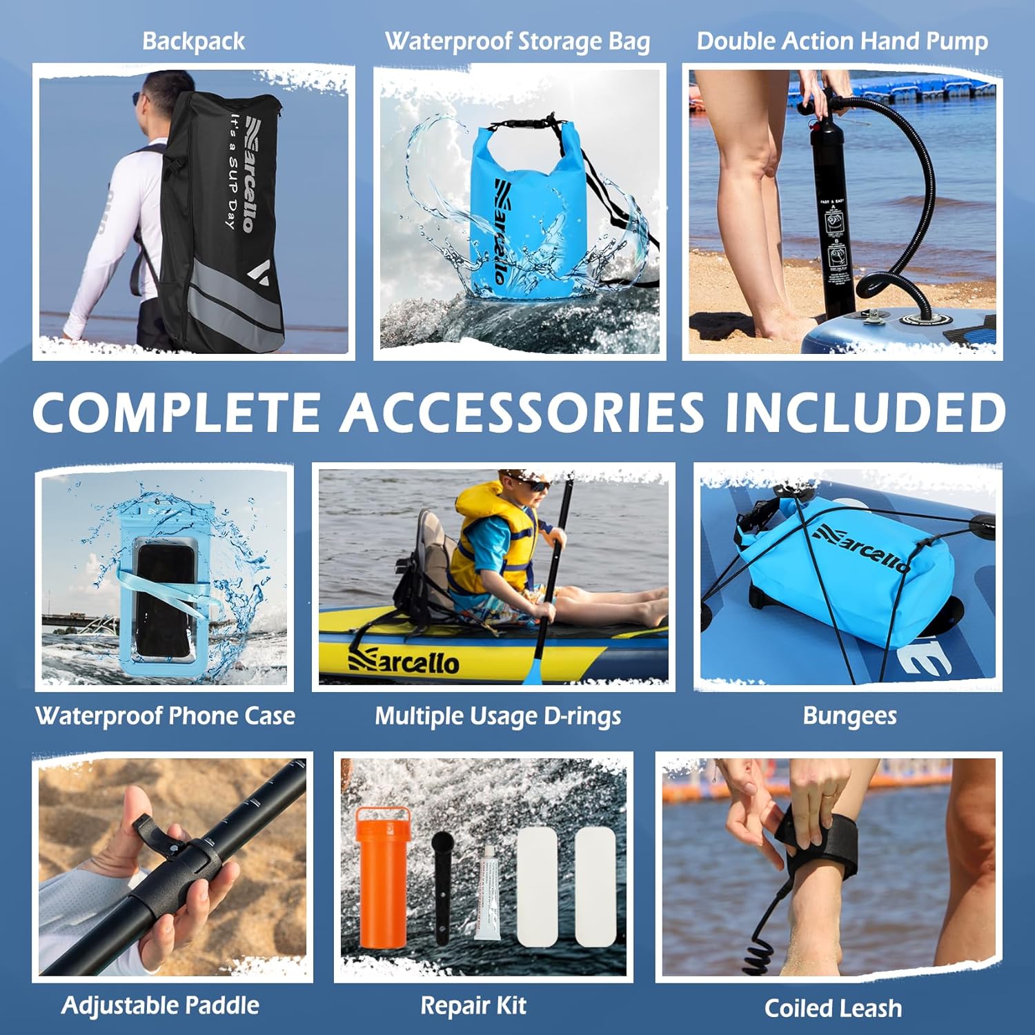 Paddle Board, Inflatable Stand Up Paddle Board, 10.6'×33"×6" Ultra-Light SUP Board with Hand Pump, Leash, Repair Kit, Waterproof Phone Case and Waterproof Bag, Backpack, Paddle Boards for Adults