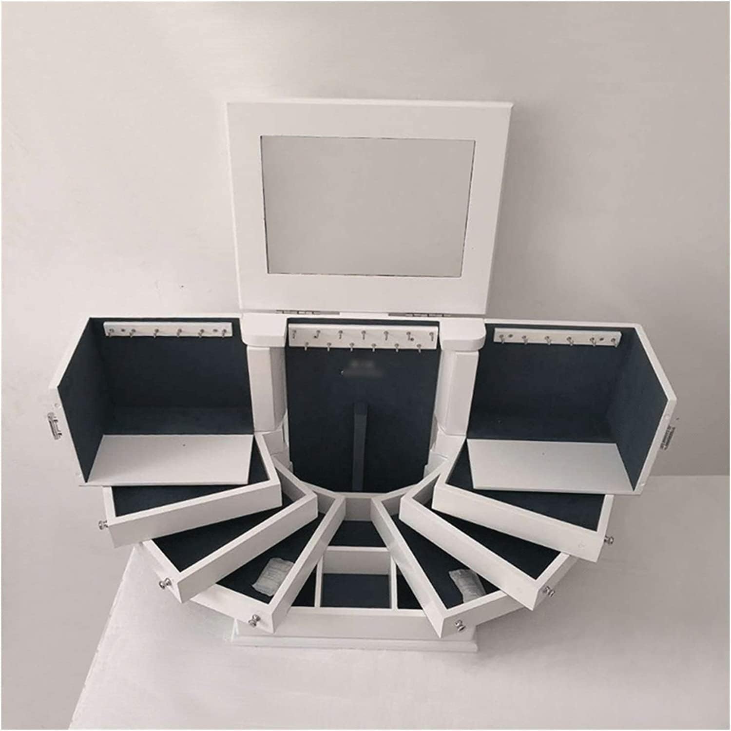 Jewellery Box Jewellery Box Jewellery Organiser Wooden Jewelry Box With Mirror Lid 5-Layer Jewelry Armoire Ring(Bianco 31 * 23.5 * 32cm)