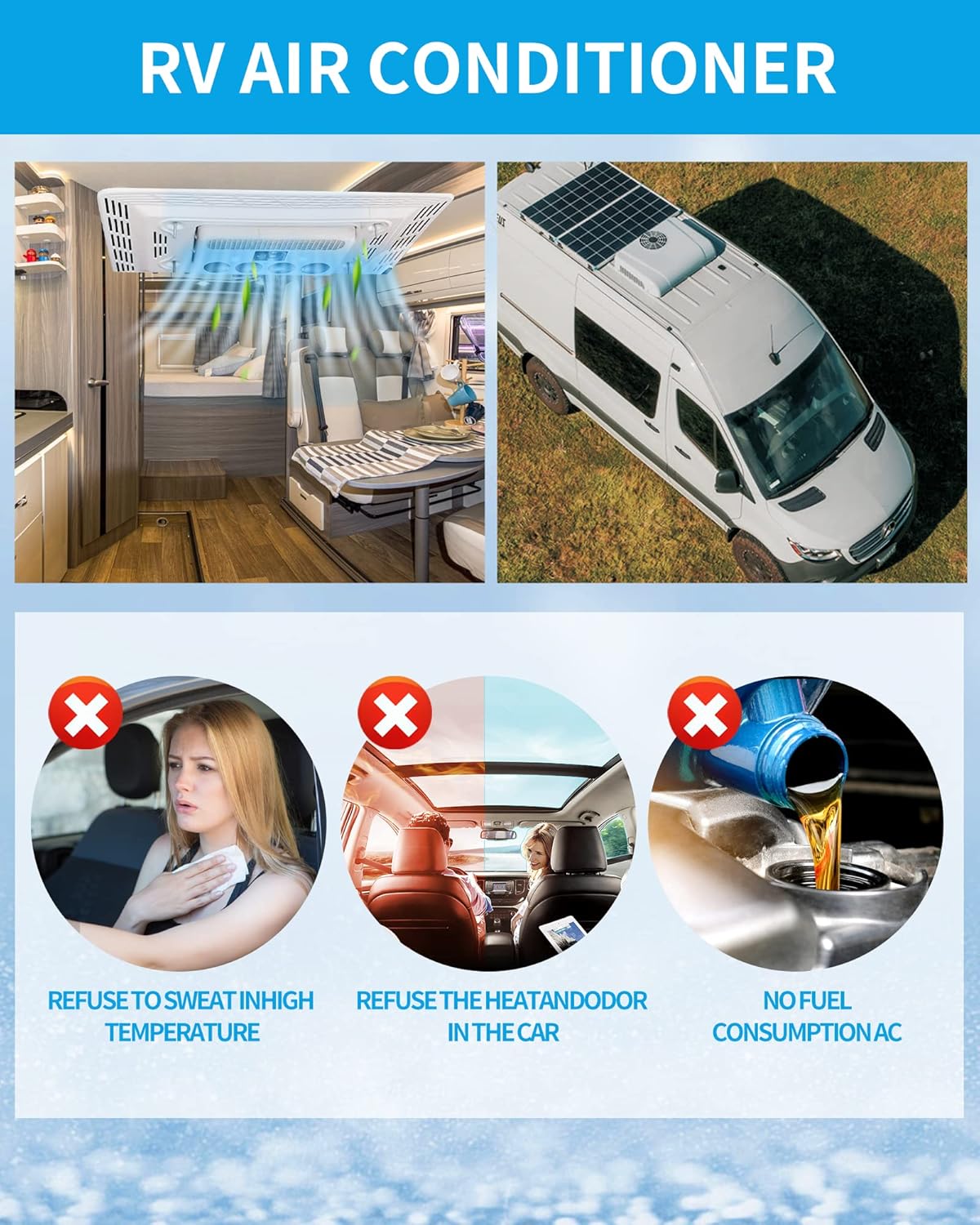 RVpligo RV Air Conditioner,12V Electric Roof Air Conditioner 13500 BTU Remote Control Integrated, Suitable for Automotive RV Truck Camper Rooftop A/C Unit