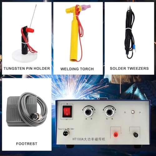Jewelry Spot Welder, Pulse Sparkle Spot Welder 110V 100A Portable Spot Welding Machine with Foot Pedal for Gold Silver Platinum Steel