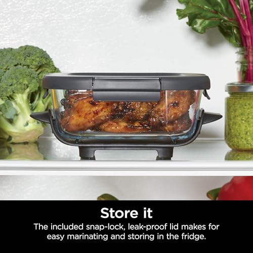Ninja Crispi Air Fryer, Microwave, Freezer & Dishwasher Safe, Non Toxic Glass Portable Cooking System, 4 QT & 6 Cup Glass Containers with Storage Lids, Easy Meals, Air Fry, Bake, Green, FN101SG