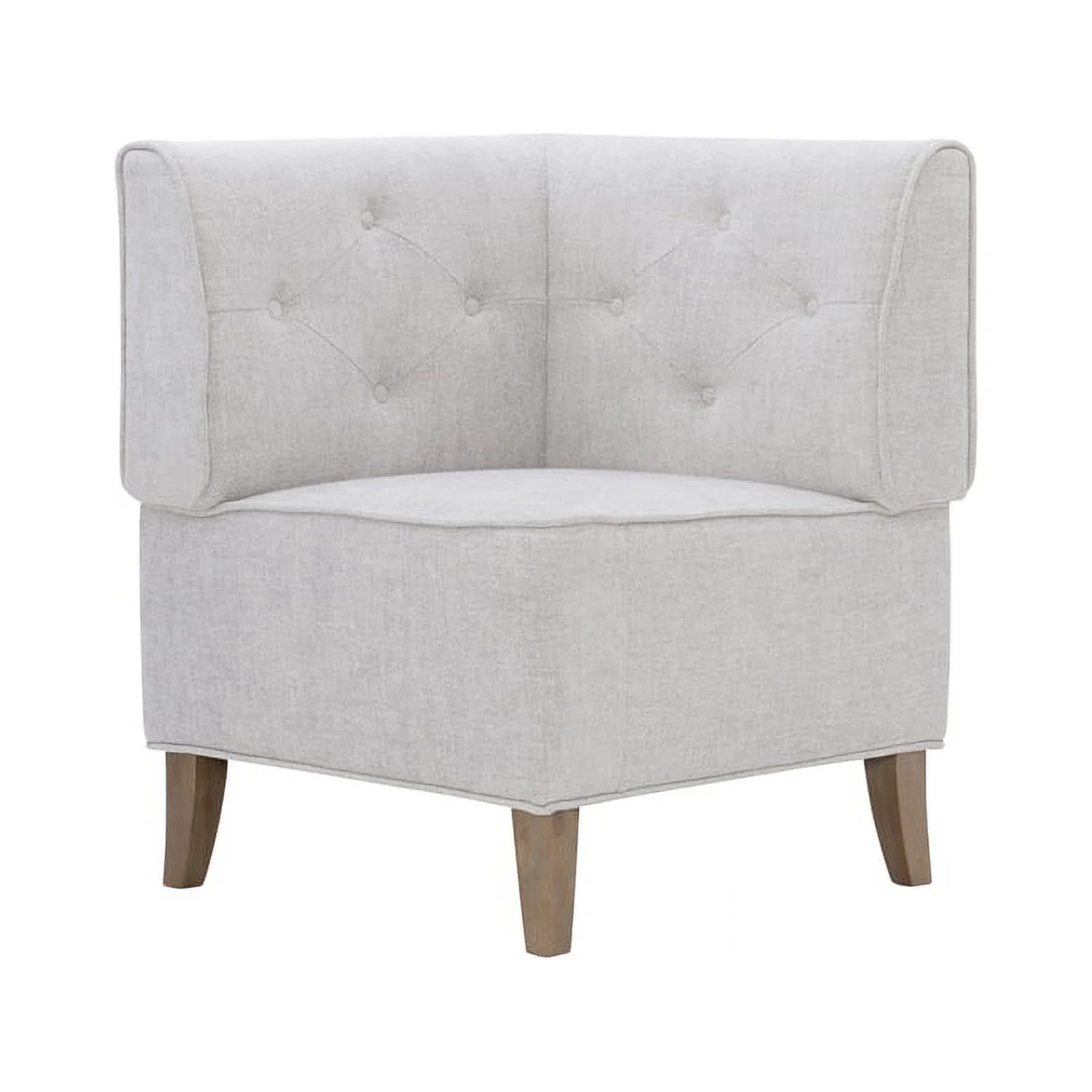 Pemberly Row Wood Upholstered Corner Nook Bench in Light Grey