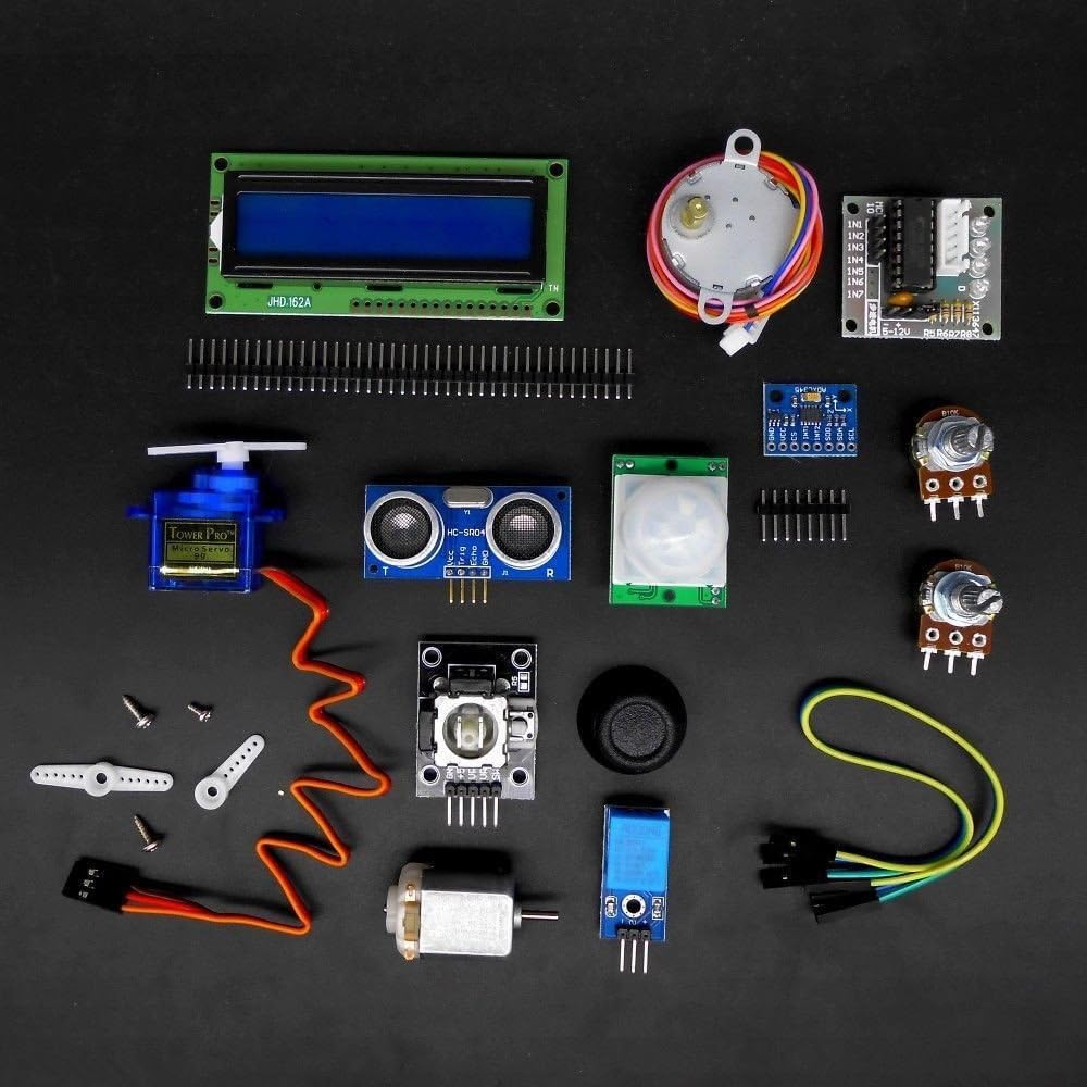 Complete Ultimate STEM Electronic Projects Starter Kit for Arduino with Mega2560, LCD1602, Servo, Stepper Motor, Sensors, Breadboard , Jumper Wire, Resistor, Capacitor, Transistor and Tutorial