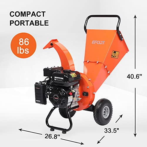C30 Wood Chipper Shredder Mulcher 7 HP 212cc Heavy Duty Rotor Engine Gas Powered 3 inch Max Wood Diameter Capacity 20:1 Reduction Ratio